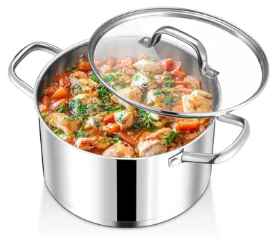 Immagine prodotto di Omgoods - Pentola con coperchio in vetro, 24 cm, adatta per induzione