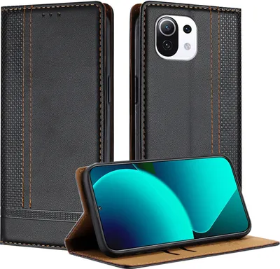 Immagine prodotto di Custodia per Xiaomi 11 Lite in pelle flip case con funzione stand nero