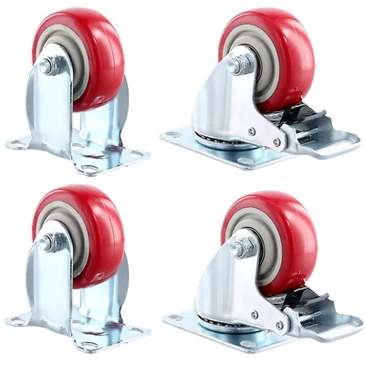 Obrázok produktu pre Nábytkové kolieska 75 mm - otočné kolieska s brzdou - prepravné kolieska - nosnosť 280 kg - 360 stupňov otočné - 4 kusy
