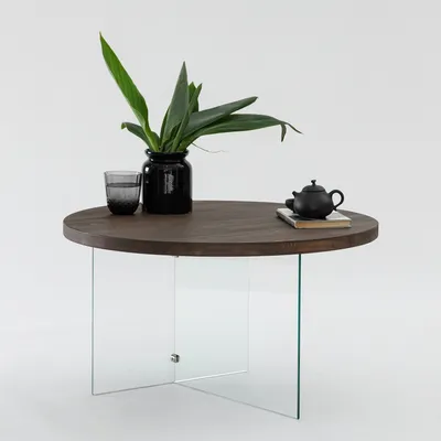 Produktbild von Skye Decor, Serenity - Transparent, Walnut, Couchtisch, 100 % gehärtetes Glas, Transparent, 70 x 40 cm