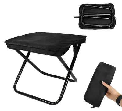 Immagine prodotto di Sedia pieghevole portatile - Sedia da campeggio leggera con tracolla - Ideale per l'esterno e i festival - Colore: nero