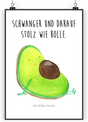 Produktbild von Mr. & Mrs. Panda Bild Avocado Schwangerschaft DIN A4 - Weiß - Geschenk, Wandbild, wanddeko, Baby, drucke, Wunder, Babyparty, Schwanger, wandkunst, Posterdruck