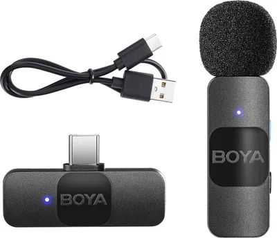 Produktbild von BOYA BY-V10 One-Trigger-One 2,4-G-Funkmikrofonsystem Ansteckmikrofon Omnidirektionales Mini-Ansteckmikrofon Automatische Kopplung Intelligente Rauschunterdrueckung 50 m uebertragungsreichweite Ersatz fuer Huawei Samsung Typ-C-Android-Smartphones