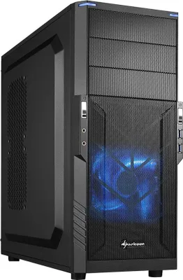 Produktbild von Sharkoon T3-V, Midi Tower, PC, Schwarz, ATX, micro ATX, Mini-ITX, Metall, Blau