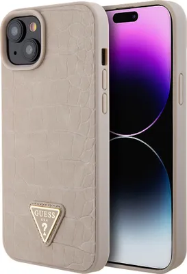 Produktbild von Guess iPhone 15 Back cover case - Triangle logo - Taupe