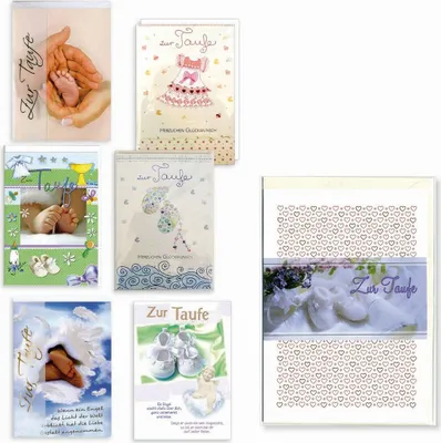Produktbild von Taufkarte aus Karton, sortiertes Motiv, inklusive Umschlag