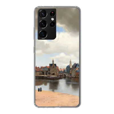 Produktbild von MuchoWow® Handyhülle Schutzhülle Hülle für Samsung Galaxy S21 Ultra Ansicht von Delft - Gemälde von Johannes Vermeer Silikon Softcase Handy Hülle - Mobiltelefon