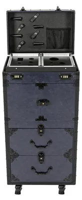Productafbeelding van Make-up tas, mobiele trolley, grote opbergruimte, blauw