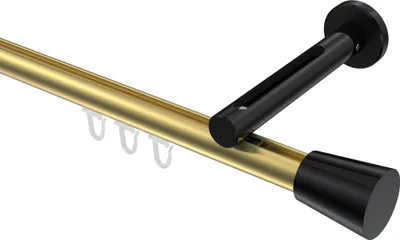 Produktbild von Interdeco Innenlaufstange / Gardinenstange mit Innenlauf Messing-Optik / Schwarz, Typ Siteno Sitra (Konus), 20 mm Ø 1-läufig, 120 cm