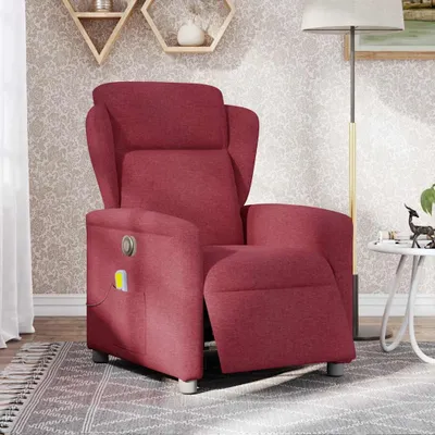 Image de vidaXL Fauteuil de massage électrique vin rouge tissu