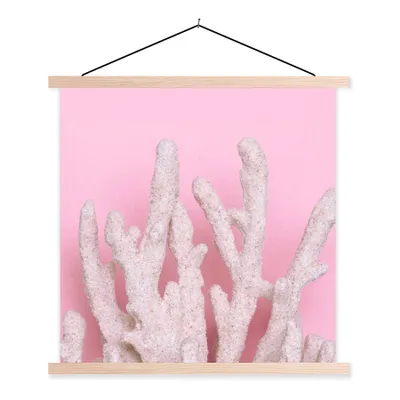Produktbild von MuchoWow® Textilposter Koralle - Rosa - Sommer 40x40 cm mit holzfarbenen Rahmen - Posterleiste