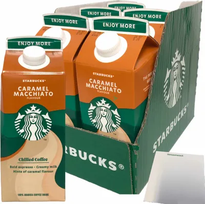 Produktbild von Starbucks Multiserve Caramel Macchiato Chilled Coffee 6er Pack (6x750ml Packung) + usy Block