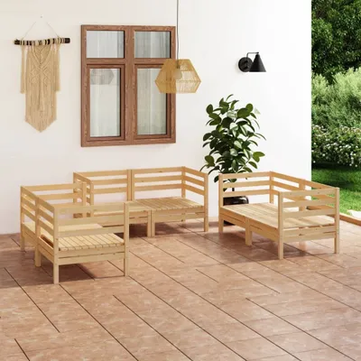 Produktbild von The Living Store 6-tlg. Garten-Lounge-Set Massivholz Kiefer