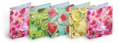 Immagine prodotto di Pigna, raccoglitore ad anelli in formato A4, con decorazioni a tema frutta. Ideale per l'organizzazione