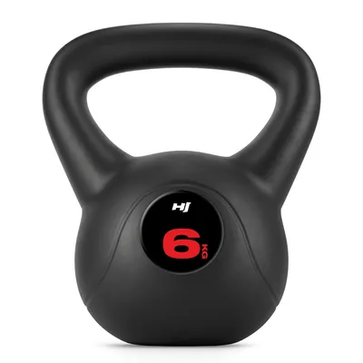 Produktbild von Hop-Sport Kettlebell 6kg, Vinyl Kugelhante, ergonomischer Griff, Schwunghantel in Größen von 4–20 kg, Krafttraining Zuhause für Damen & Herren