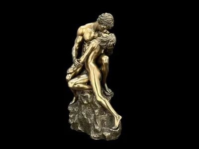 Produktbild von Liebespaar im Kuss – Akt-Skulptur – Akt-Skulptur in Bronzeoptik, handbemalt, 14.5 cm × 10 cm × 27 cm, Modell WU75190A1