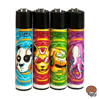 Produktbild von Clipper Reibradfeuerzeuge Cyber Animals, 4 Stück