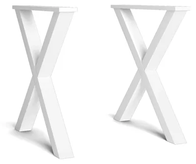 Tischbeine aus Massivholz, X-Form, weiß, 72x72 cm