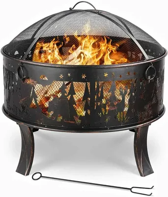 Zdjęcie produktu dla Grill – Węgiel drzewny do grilla – Grill – Grill z paleniskiem – 69x69x65 cm – Kominek zewnętrzny o średnicy 27 cali