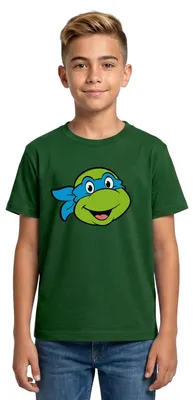 Produktbild von Spreadshirt Teenage Mutant Ninja Turtles Leonardo Kostüm Teenager T-Shirt, 134/146 (9-11 Jahre), Forstgrün