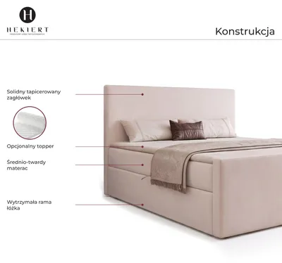 Produktbild von HEKIERT MEBLE Kontinentalbett PALERMO 180 x 200 cm mit Matratze CREME