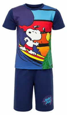 Produktbild von Peanuts Snoopy Kinder Sommerset Shorts plus T-Shirt 100% Baumwolle - Hellblau
