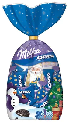 Zdjęcie produktu dla Mieszanka świąteczna Milka i Oreo, wykonana z czekolady mlecznej alpejskiej, 212g