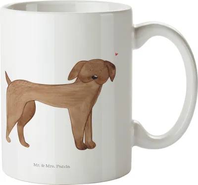 Produktbild von Mr. & Mrs. Panda Kaffeebecher Hund Dogge - Weiß - Geschenk, Sprüche, Kaffeetasse, Tasse, Becher, Pott, Hunde, Teetasse, Herz, Trinkbecher, Deutsche