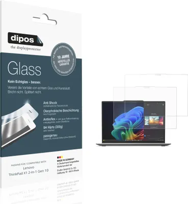 Produktbild von 2x Schutzfolie für Lenovo ThinkPad X1 2-in-1 Gen 10 matt - Anti-Shock 9H Folie dipos Glass Kunststoffglas