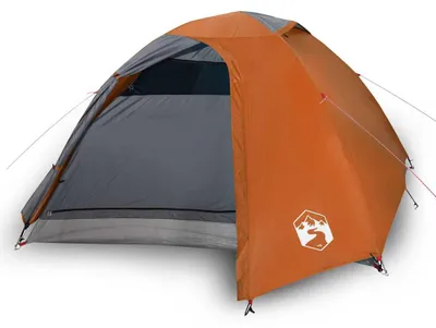 Produktbild von vidaXL Kuppel-Campingzelt 4 Personen Grau und Orange Wasserdicht