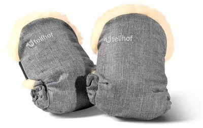 Produktbild von Fellhof Handwärmer Uni 2-teilig Lammfell Kinderwagen Buggy Muff Winter warm grau