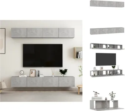 Produktbild von vidaXL TV-Schränke 4 Stk. Betongrau 100x30x30 cm Holzwerkstoff -  TV-Möbel