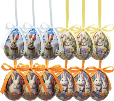 Produktbild von Clayre & Eef Ostern Anhänger Satz von 12 Ei Ø 4x5 cm Mehrfarbig Kunststoff