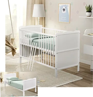Produktbild von Baby-Delux Babybett Gitterbett Kinderbett Jack 140x70 Beißschienen höhenverstellbar weiß umbaubar