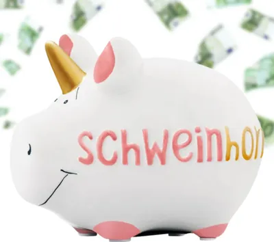 Produktbild von Lustige Spardose Sparschwein Schwein-Horn bunt 12,5 cm