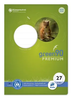 Immagine prodotto di Ursus Green 040780027 Heft - LIN27, A5, 16 Blatt, 90 g/qm, 9 mm liniert mit Randlinien