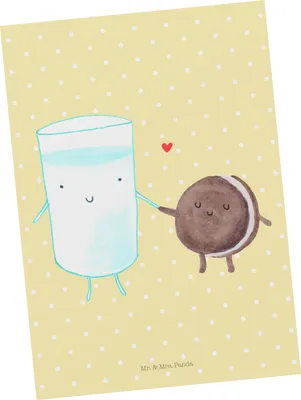 Produktbild von Mr. & Mrs. Panda Postkarte Milch Keks - Gelb Pastell - Geschenk, Lustige Sprüche, Postkarten, Ansichtskarten, Kaffee, Romantisch, Cookie, Kekse, Ansichtskarte, Fotokarte