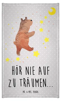 Produktbild von Mr. & Mrs. Panda Handtuch Bär Träume - Grau Pastell - Geschenk, Gästetuch, Kleines, Traumdeutung, Teddy, Träumen, Frotteehandtuch, gäste wc, Klein, Traum