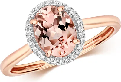 Image de Bague Femme Or Rose 375/1000 et Diamant Brillant 0.08 Carat HI - I1 avec Morganite, 51 (16.2); TRS29662RSL