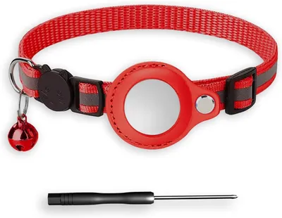 Produktbild von Katzenhalsband, rot 18-32 cm, für Apple Airtag, mit Sicherheitsverschluss, für Katze