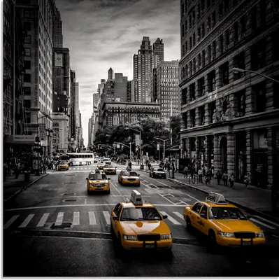 Produktbild von ARTland Glasbild New York City Verkehr 5th Avenue Größe: 50x50 cm