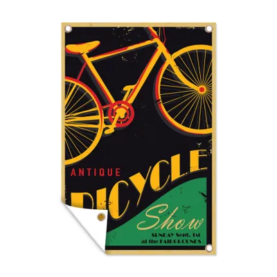 Obrázok produktu pre MuchoWow® Vonkajší plagát - Záhradná dekorácia ochrana súkromia - Záhradné plagáty pre záhradu - Vintage plagát bicykel - 90x60x0.2cm