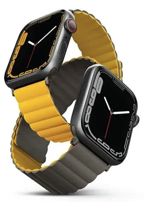 Imagen del producto de Uniq Revix, Pásek, Reloj inteligente, Color caqui, Amarillo, Apple, Apple Watch 49/46/45/44mm, Silicona, Acero inoxidable