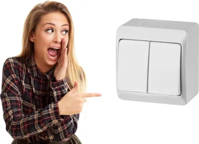 Image de Interrupteur double Hermes - Blanc - IP44 - Construction robuste - Pour l'intérieur et l'extérieur
