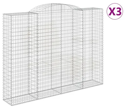 Produktbild von vidaXL Gabionen mit Hochbogen 3 Stk. 300x50x220/240cm Verzinktes Eisen