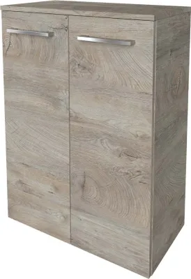 Produktbild von FACKELMANN Doppel-Midischrank B.STYLE / Badschrank mit gedämpften Scharnieren / Maße (B x H x T): ca. 60,2 x 82,6 x 32 cm / hochwertiger Schrank fürs Bad mit 2 Türen / Korpus & Front: Grau