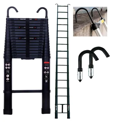 Produktbild von 6,2 Meter Teleskopleiter Klappbare Aluminiumleiter mit 2 Abnehmbaren Haken