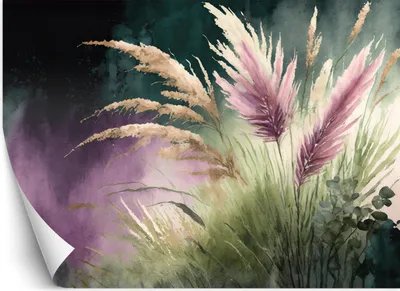 Produktbild von Vlies fototapete Botanik Pampasgras Natur 400x280 cm Feeby Lila inkl. Kleber einfache Montage