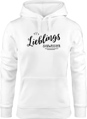 Produktbild von Kapuzenpullover Damen Lieblingsschwester Geschenk Schwester Familie Geschwister Lieblingsmensch Hoodie Moonworks® weiß S
