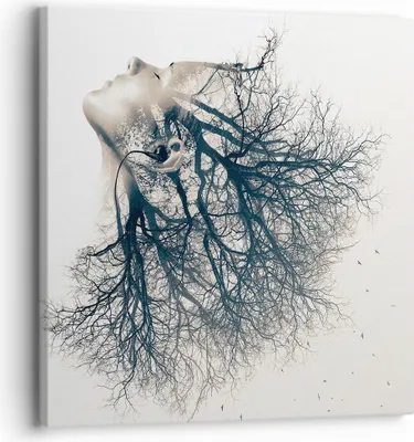 Produktbild von Bild auf Leinwand - Leinwandbild - Einteilig - Mädchen Baum Grafik - 30x30cm - Wand Bild - Wanddeko - Wandbilder - Leinwanddruck - Bilder - Wanddekoration - Leinwand bilder - Wandbild - AC30x30-4354